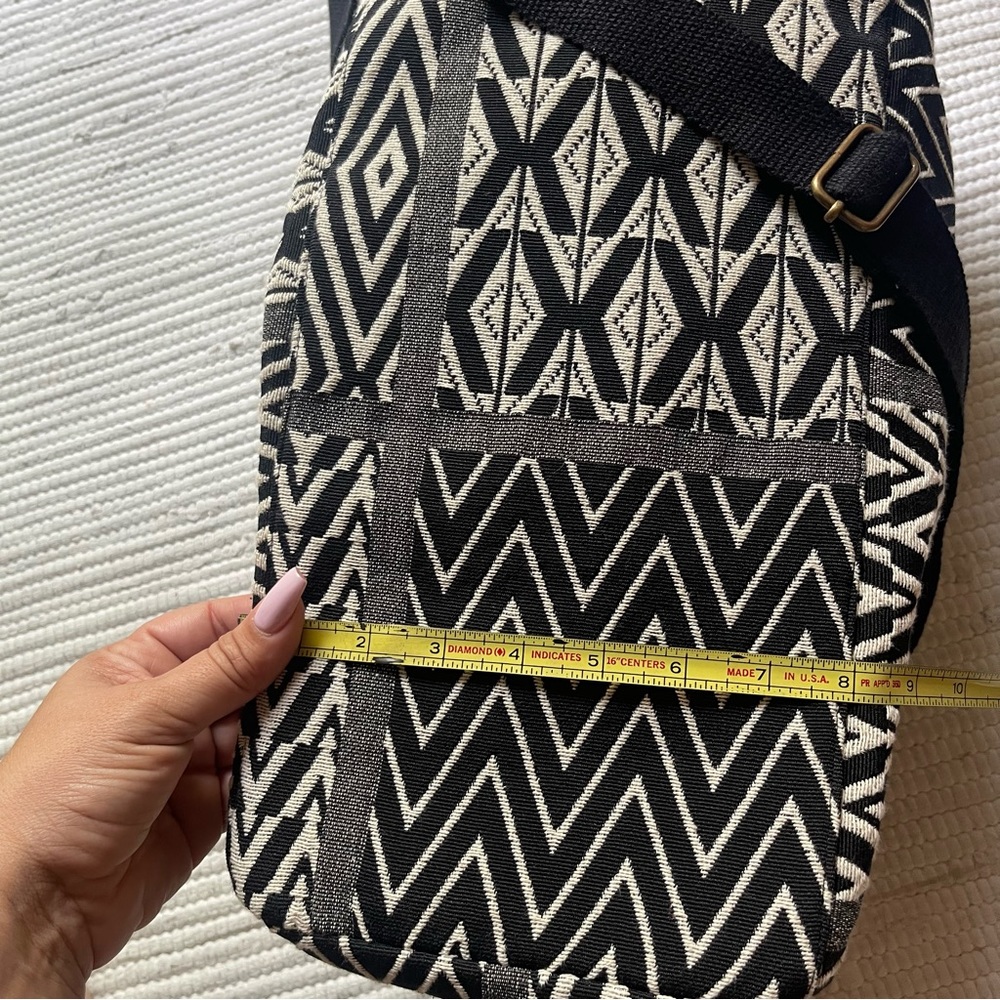 WORLD MARKET Boho Weekender Duffel Bag Black White Cotton Travel - Picture 10 of 13